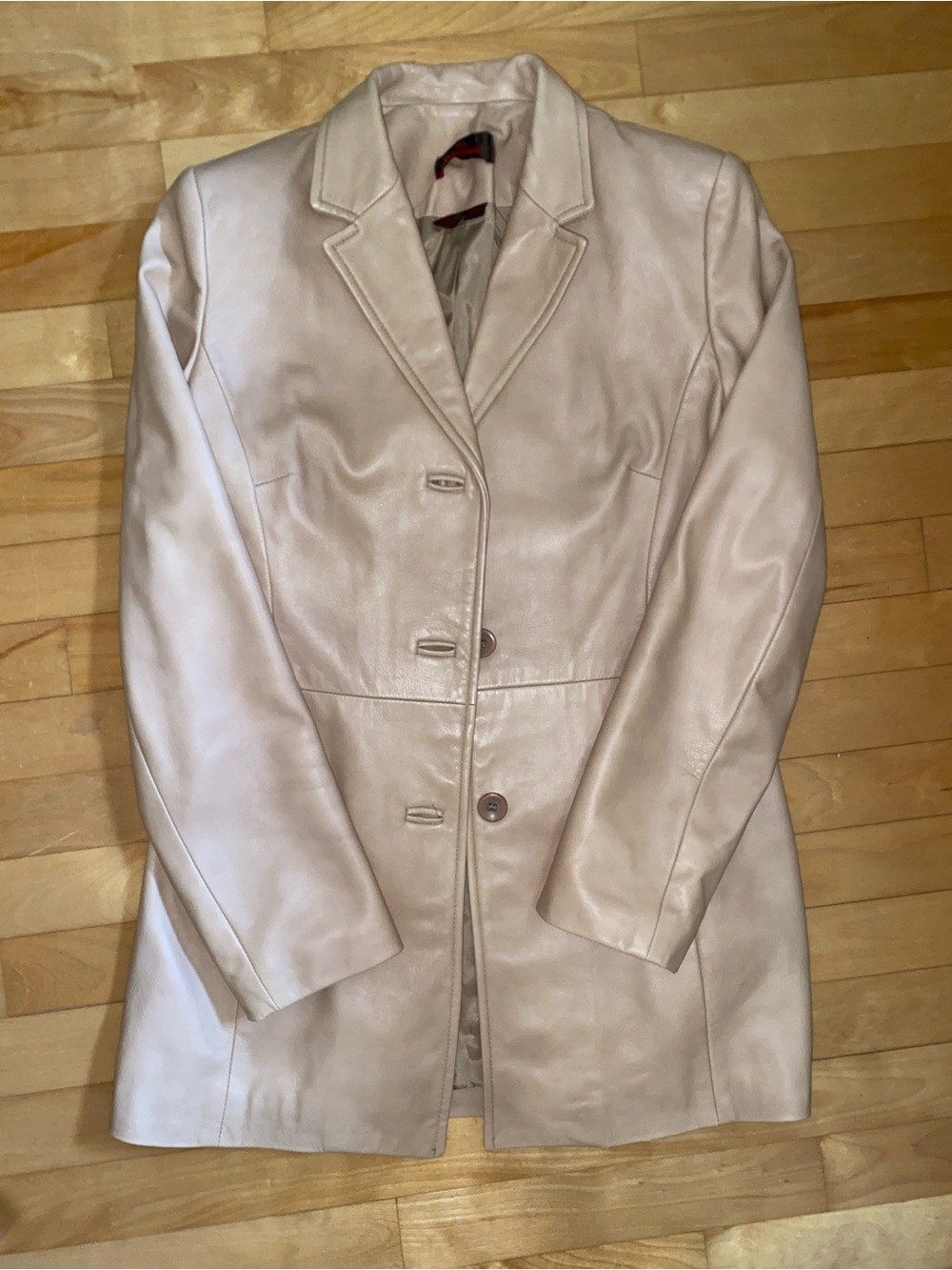 Women's Beige Genuine Leather Jacket